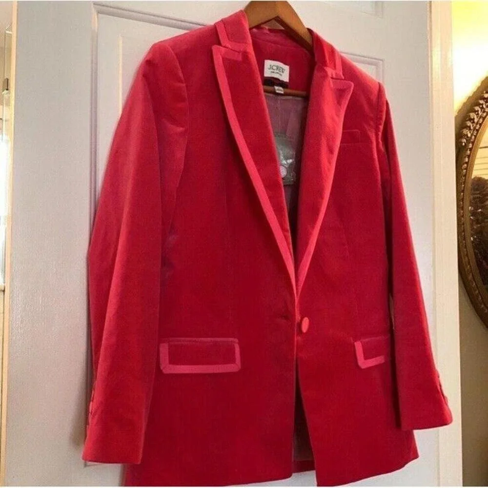 J. Crew Willa Blazer Suit Jacket Dragon Fruit Pink Size 2 Velvet EUC